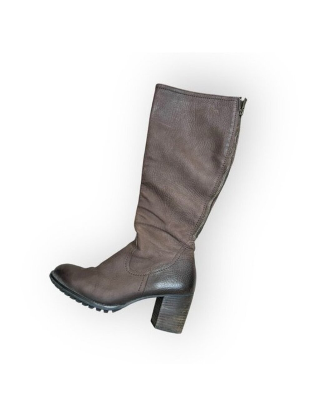 Paul Green Size 5.5 Dual Zip Tall Boots Women's Brown Leather Knee High Block He